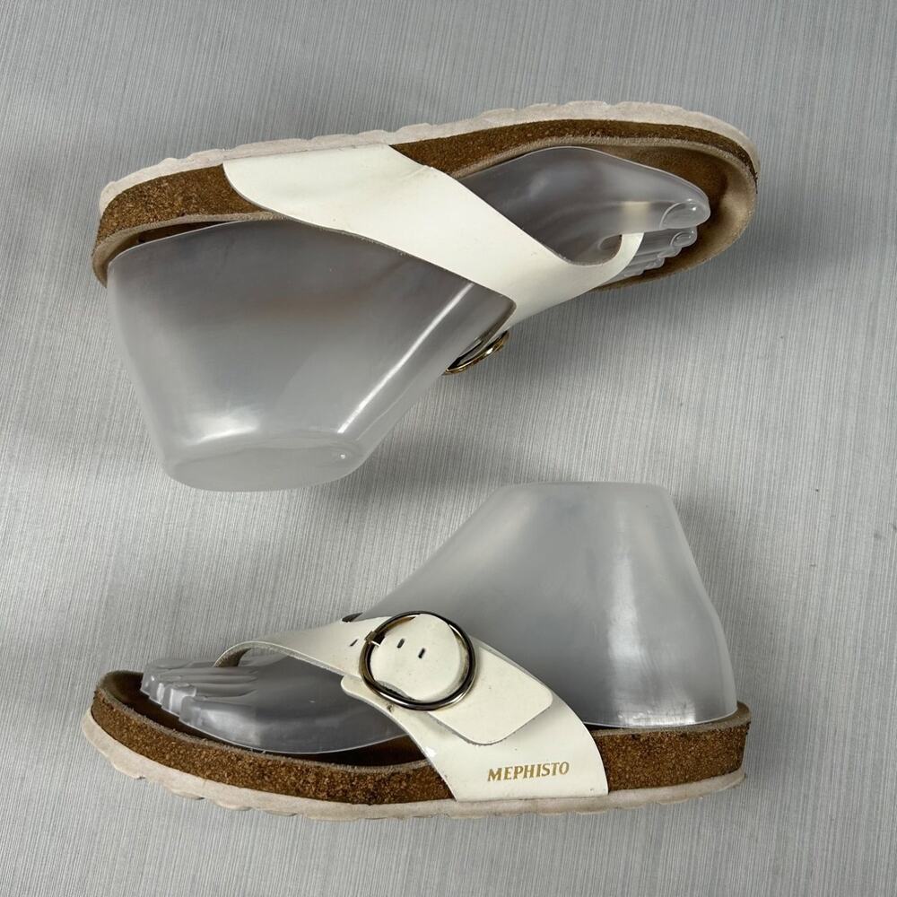 Mephisto Helen Womens Size 7 White Thong Slide Sandals Arch Support